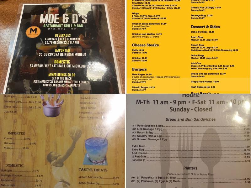 Moe & D's Menu