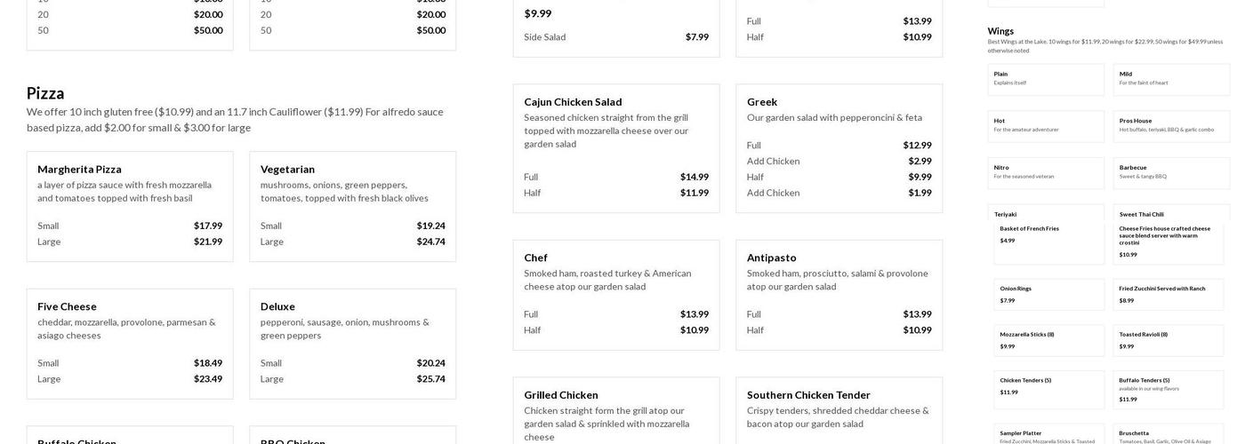 Prosciutto's Pizzeria, Pub & Restaurant Menu