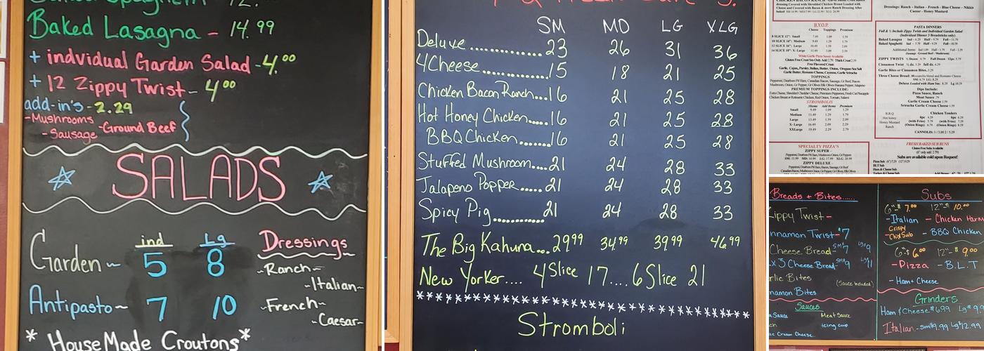 Zippy Pizza Inc Menu