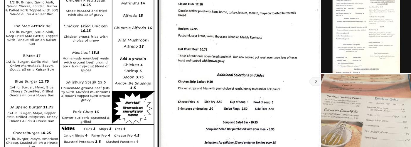 Cozy Corner Cafe Menu