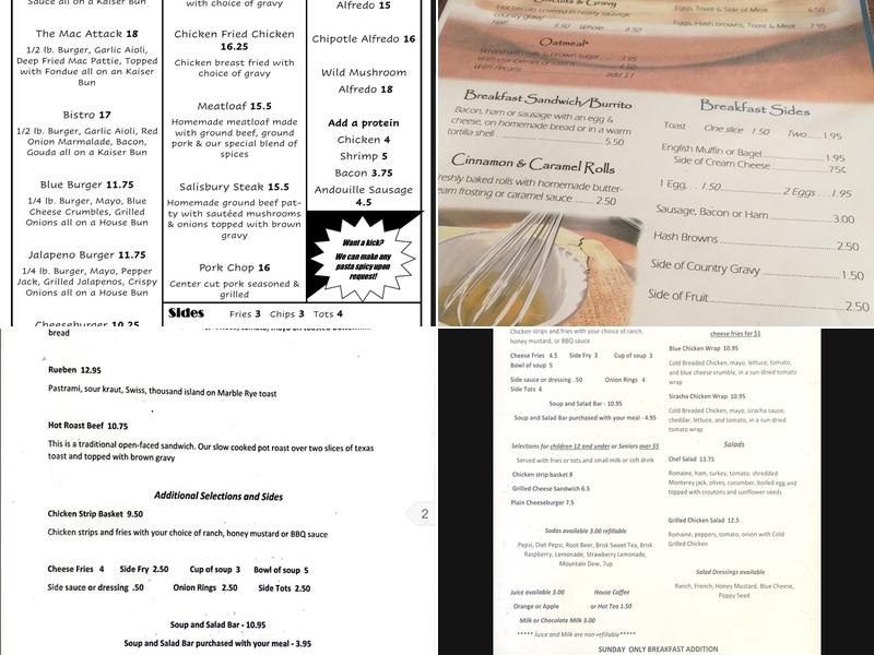 Cozy Corner Cafe Menu