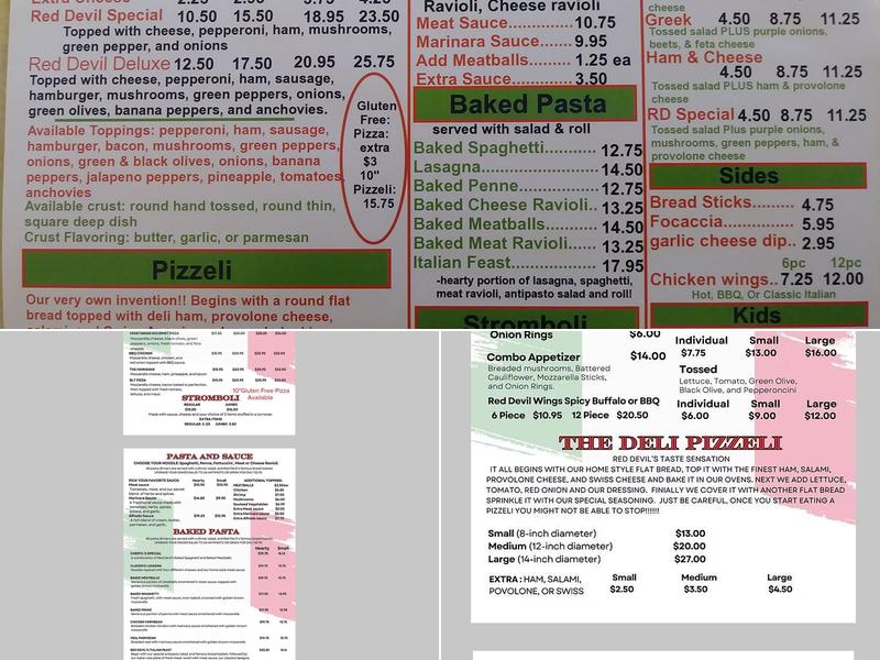 Red Devil Pizzeli & Pizza Menu