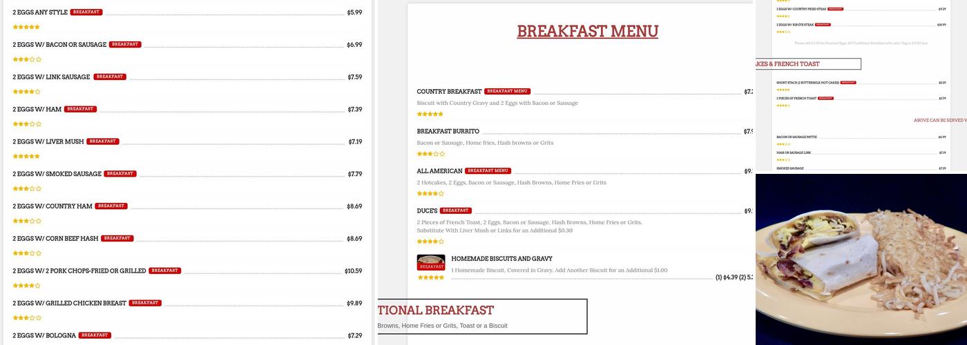 Lowesville Cafe Menu
