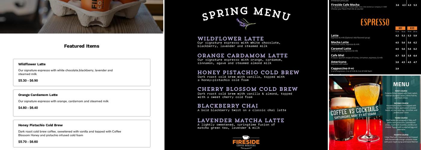 Fireside Coffee Co Menu