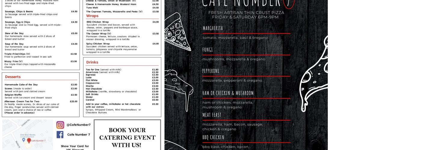 Cafe Number 7 Menu