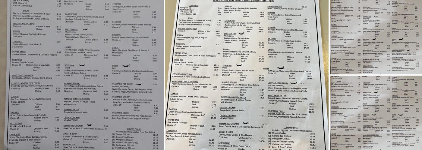 Beijing Express Menu