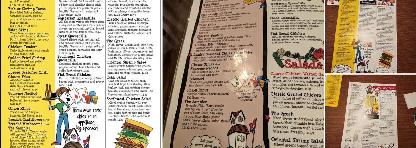 Nick's Hometown Grill Menu