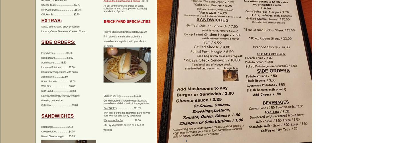 Brickyard Menu