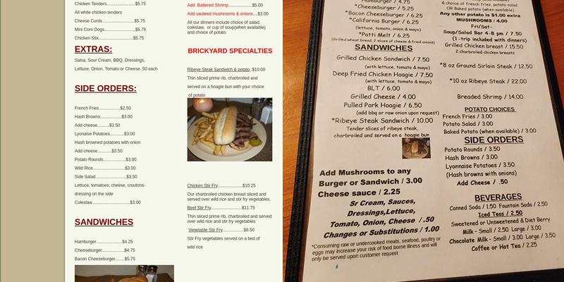 Brickyard Menu