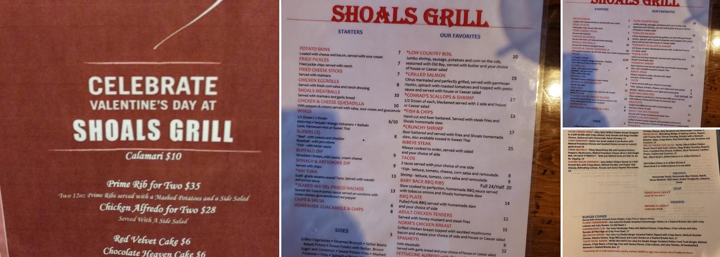 Shoals Bar & Grill Menu