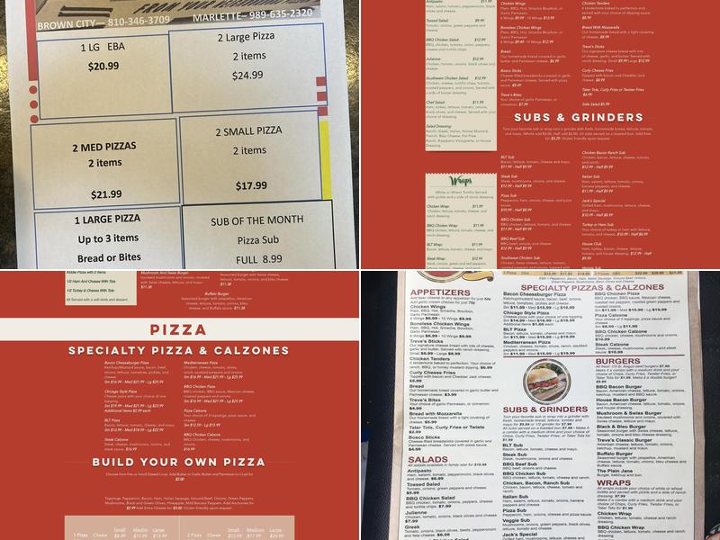 Treve's Pizza Menu
