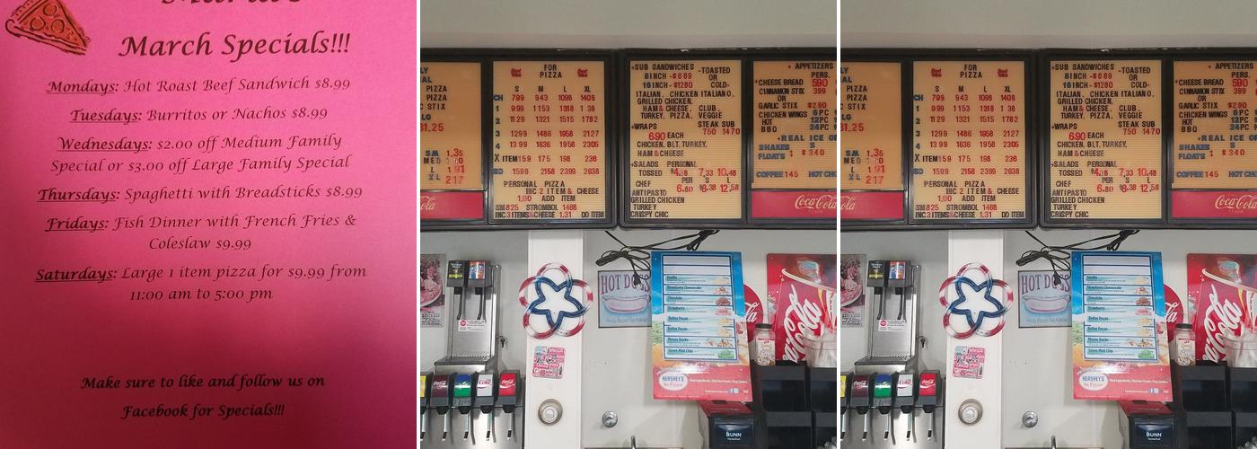 Maria's Pizzeria Menu