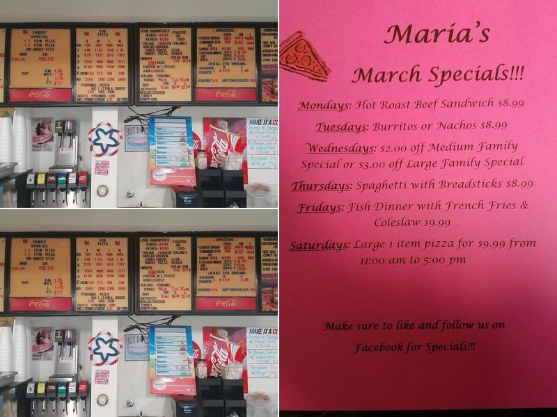 Maria's Pizzeria Menu