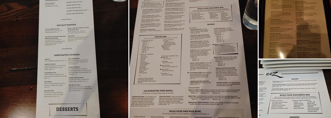eeZ Fusion & Sushi Menu