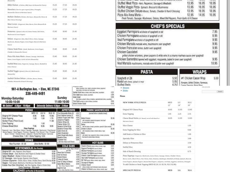 Anna Maria's Pizzeria Menu