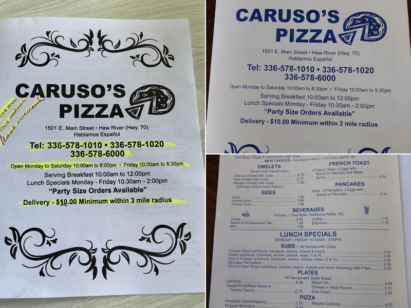 Caruso's Menu