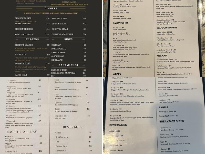 Clifford Cafe Menu