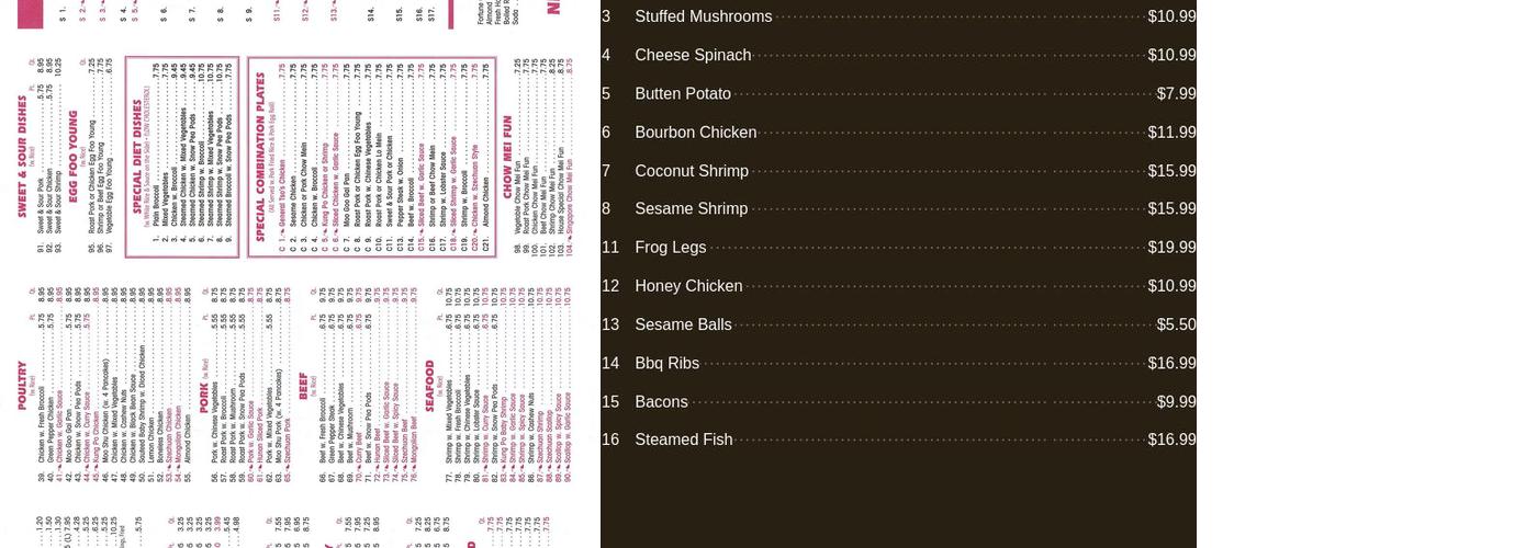 New China Buffet Menu