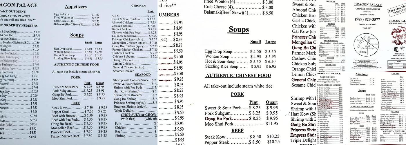 Dragon Palace Menu