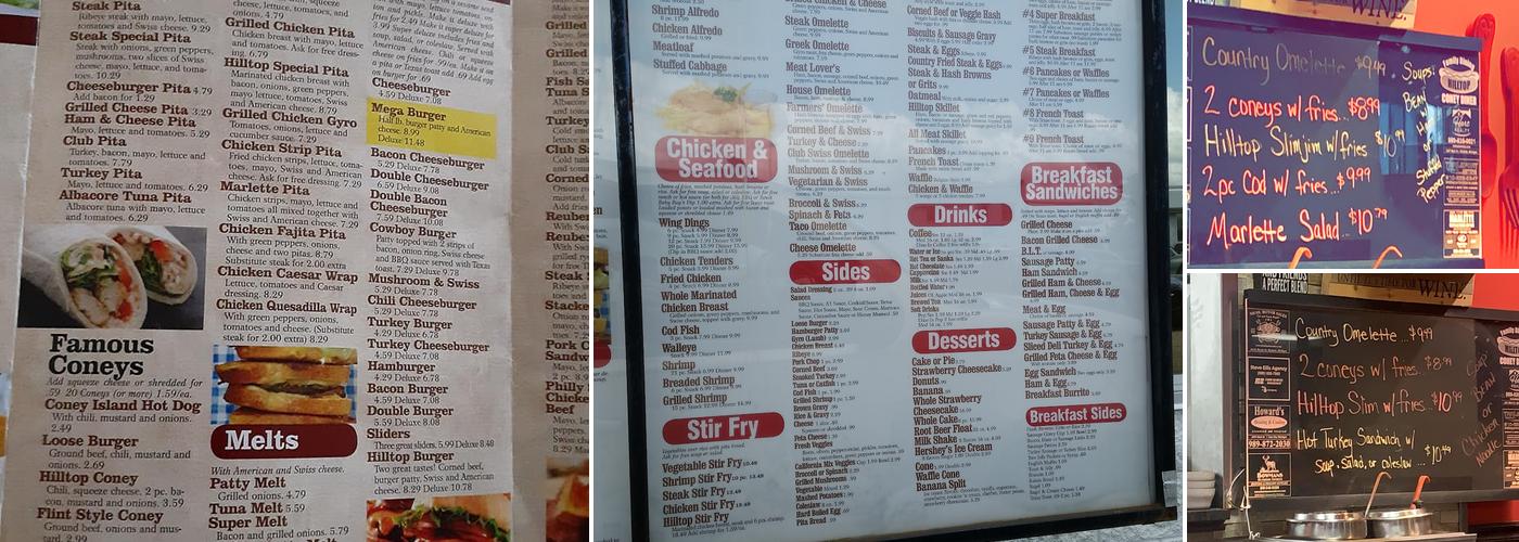 Hilltop Coney Diner Menu