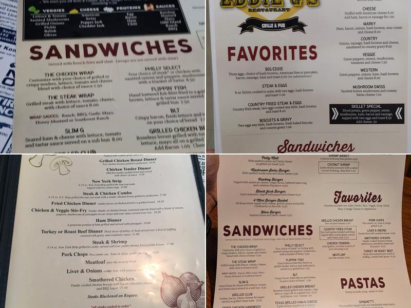 Eddie G's Menu