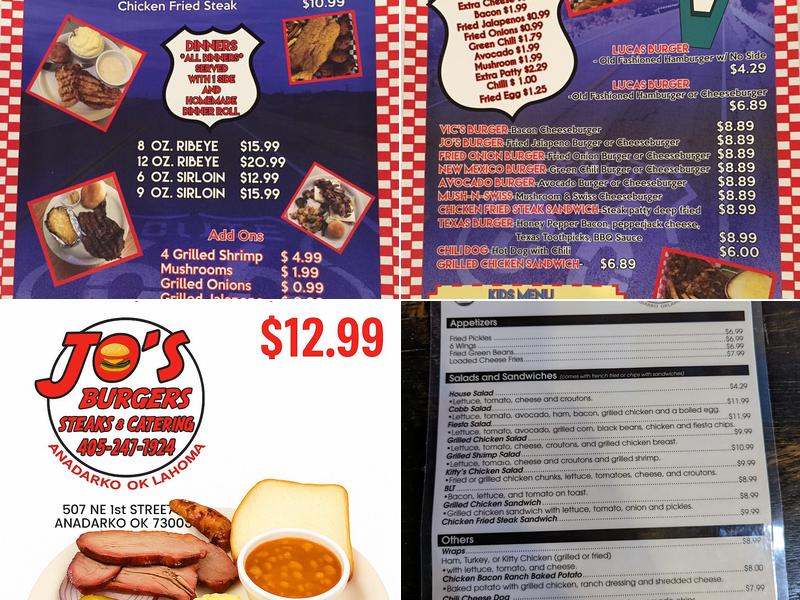 Jo's Burgers Steaks & Catering Menu