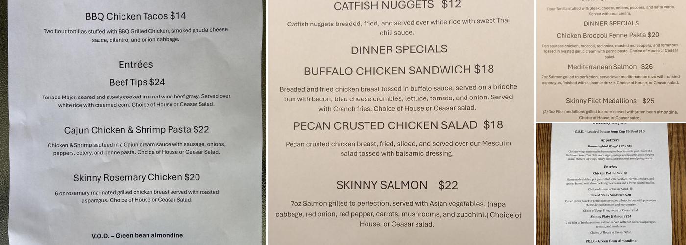 da Vinci's Table Menu