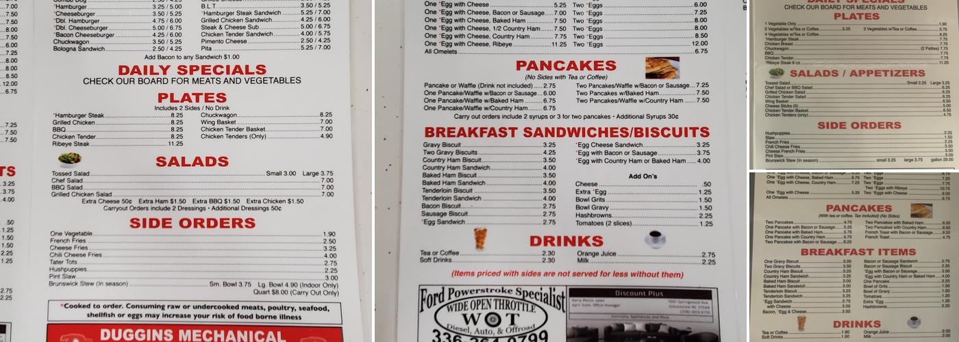 Burch Bridge Cafe Menu