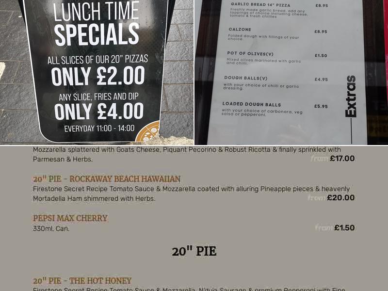 Firestone Artisan Ltd Menu