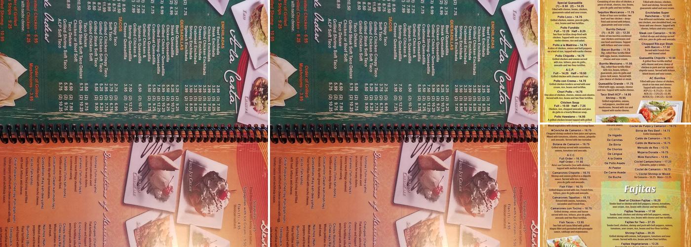 La Cocina Mexican Restaurant Menu