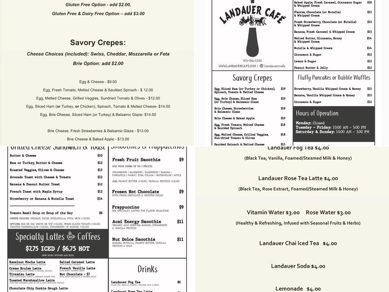 Landauer Cafe Menu