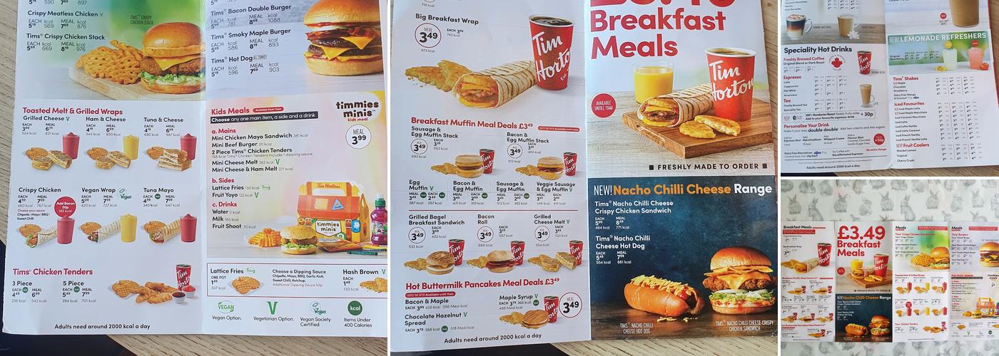 Tim Hortons Menu