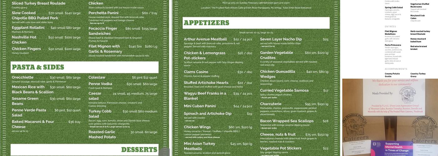 Fruited Plain Caterers Menu