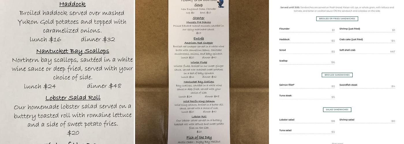 Denville Seafood & Codmothers Cafe Menu