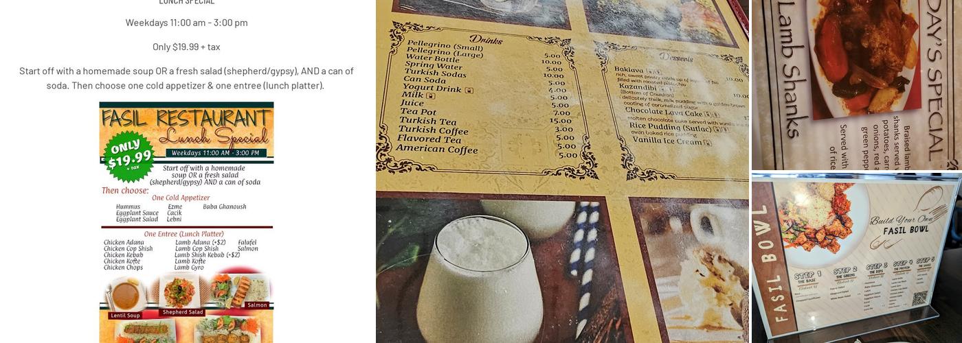Fasil Mediterranean Restaurant Menu