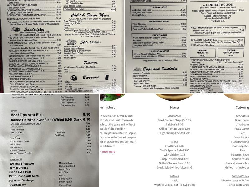 Western Charcoal Steak House Menu