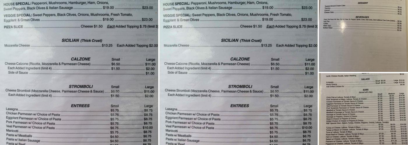 Monticello Cafe Menu