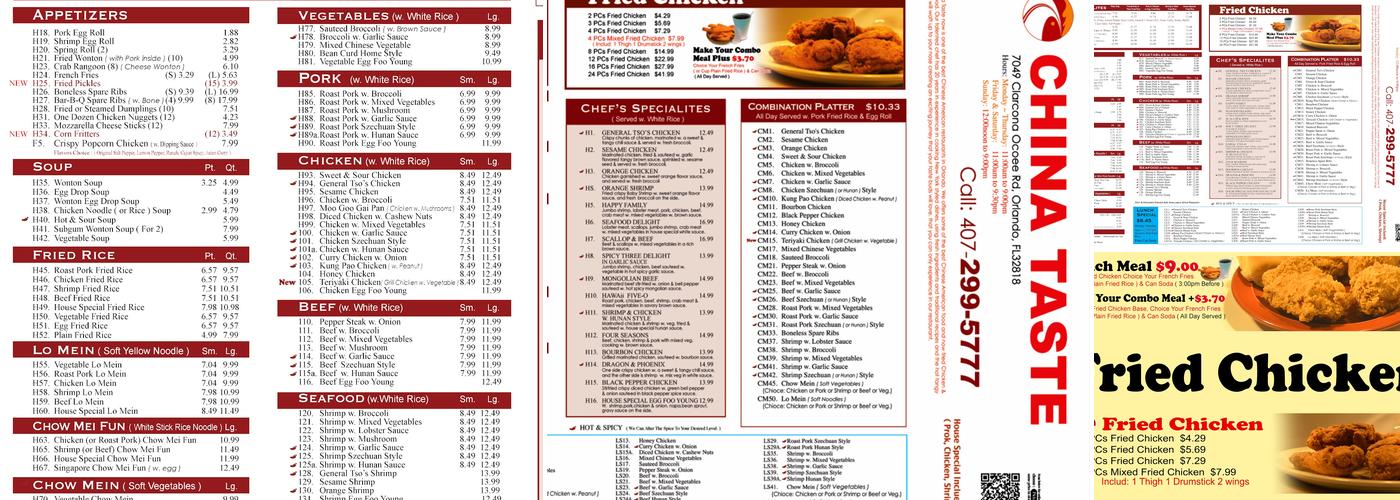 China Taste Menu