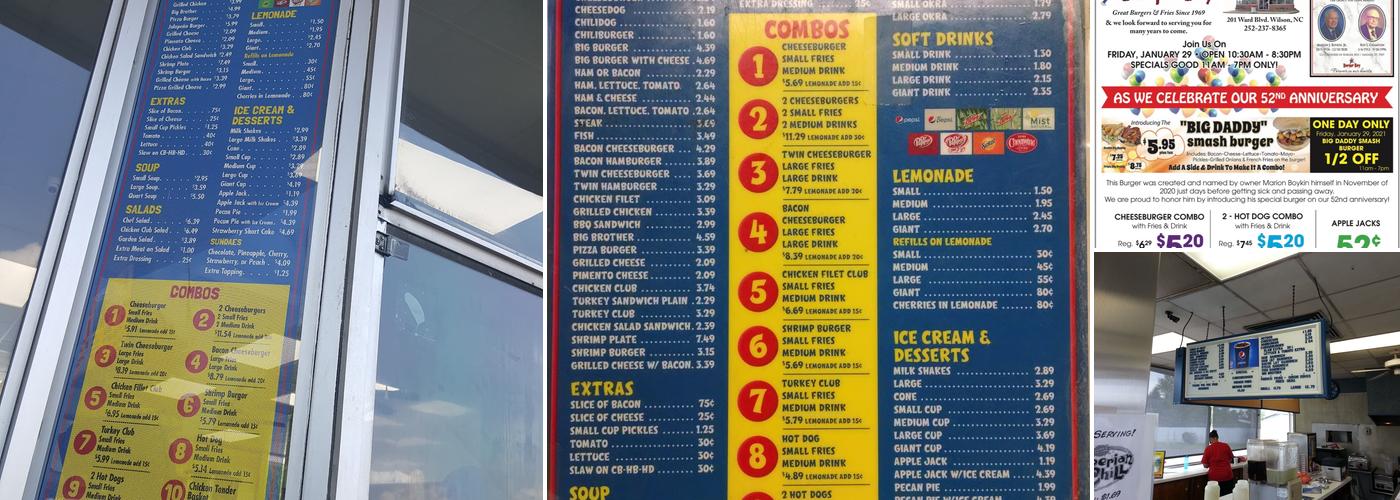 Burger Boy Menu
