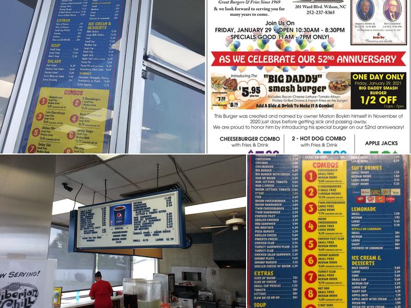 Burger Boy Menu