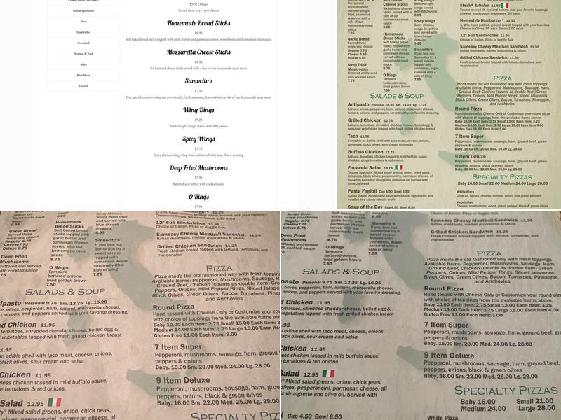 Sam’s Italian Restaurant Menu