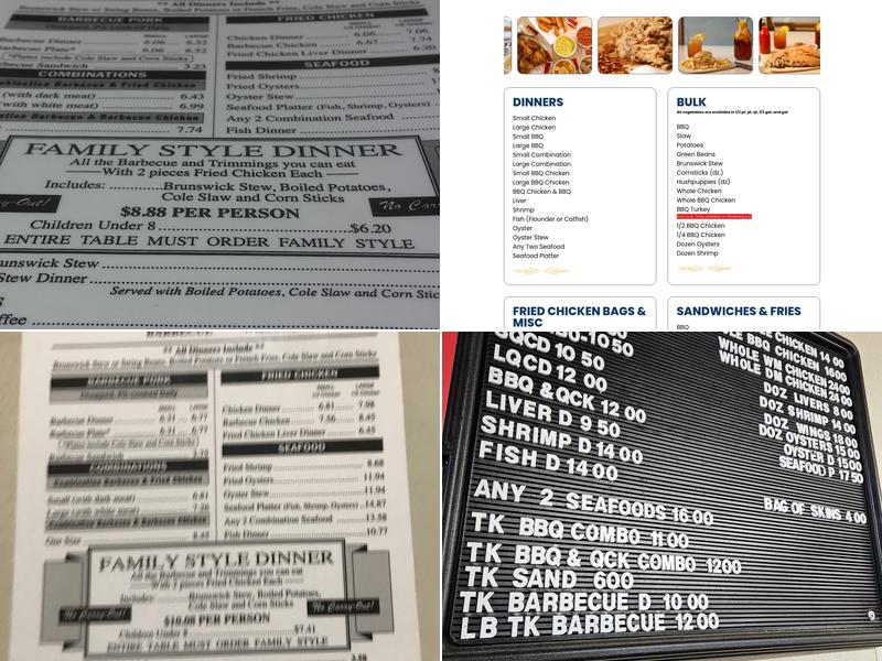 Parker's Barbecue Menu