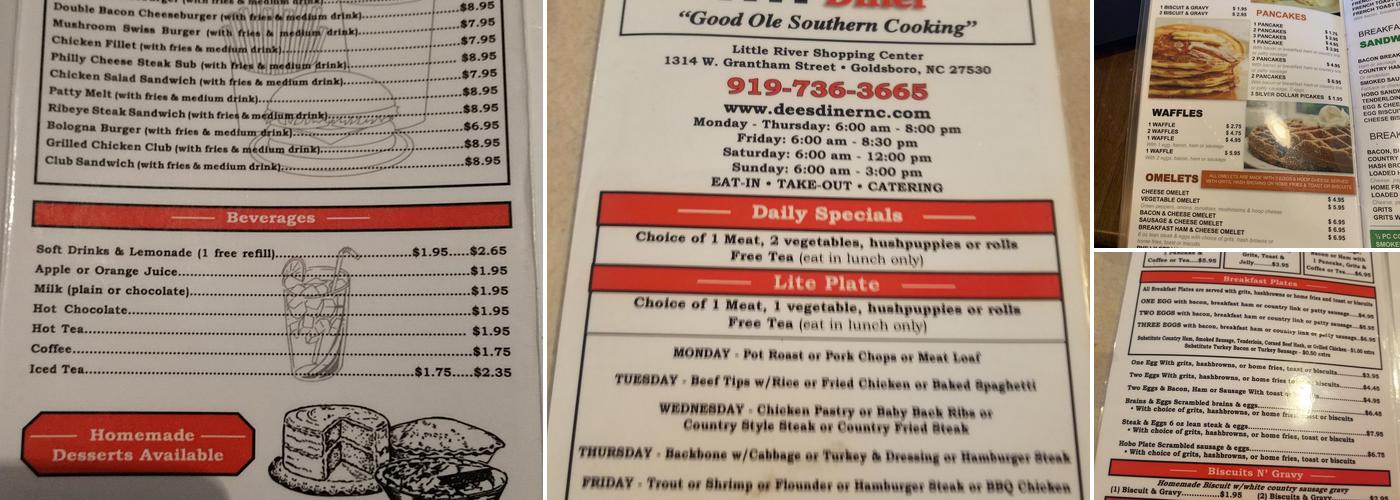 Dee's Diner Menu