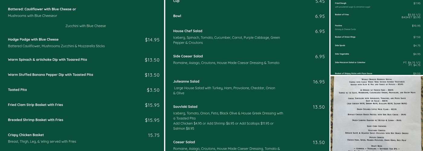 J P's Pub Restaurant & Banquet Menu
