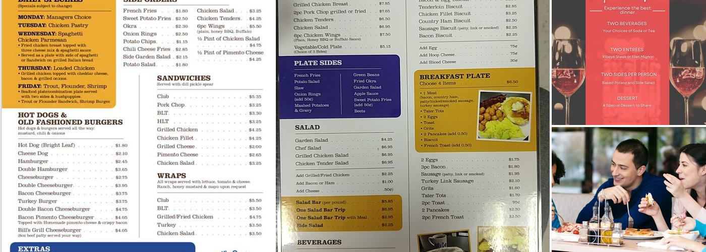 Bill's Grill Menu