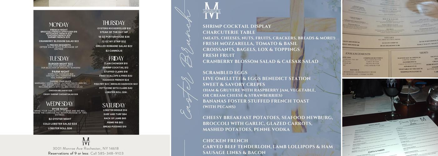 Monroes Restaurant Menu