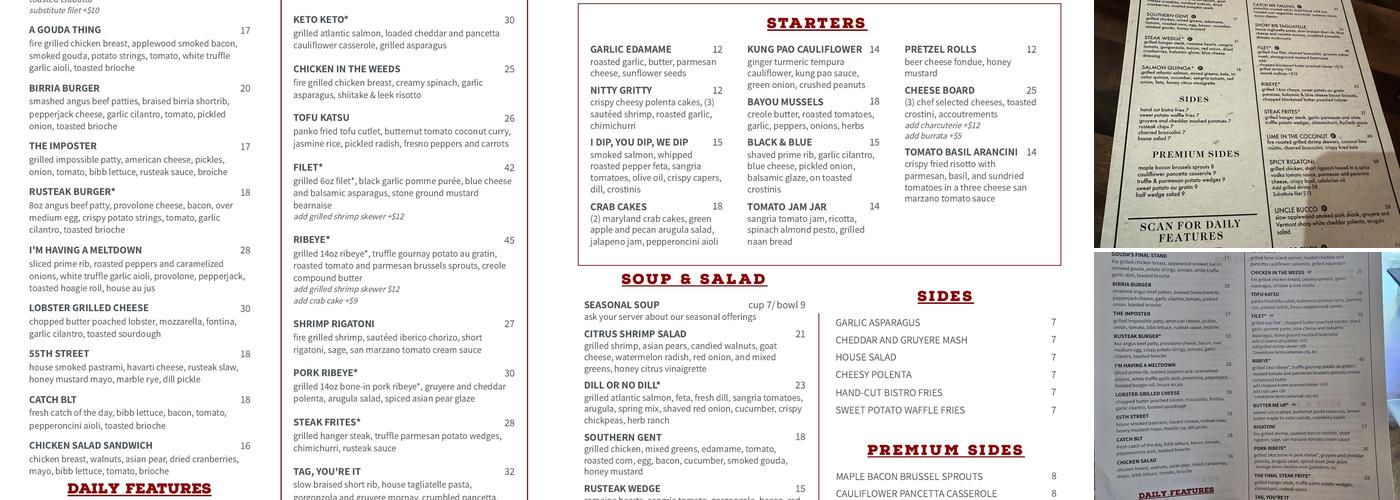 RusTeak Ocoee Menu