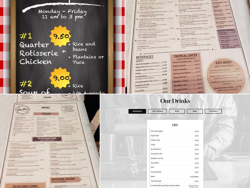 Pio Pio Maguire Menu