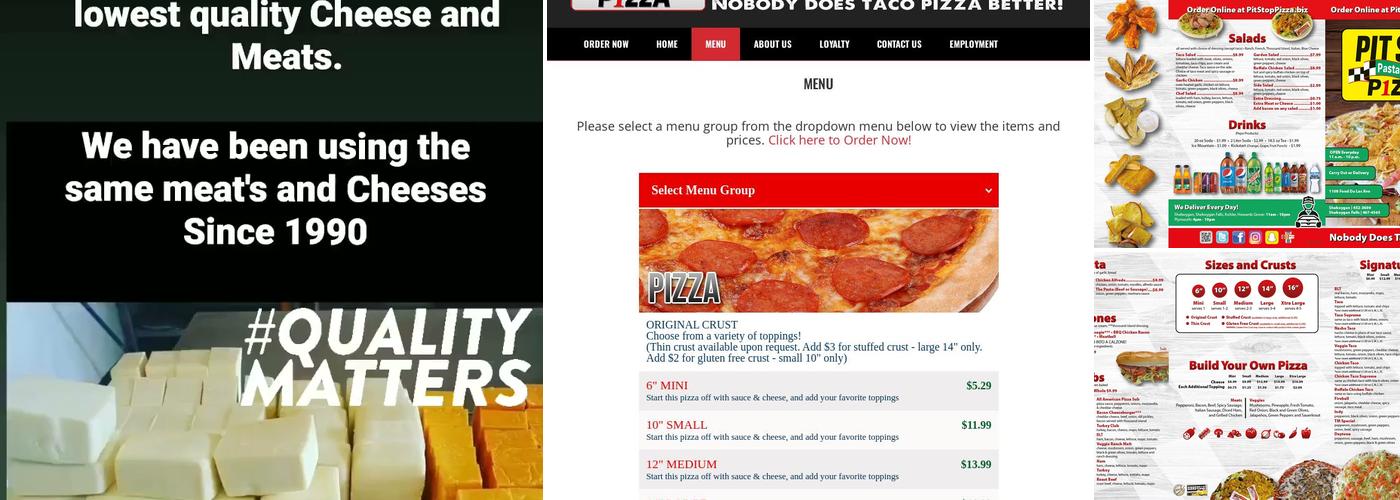 Pit Stop Pizza Menu