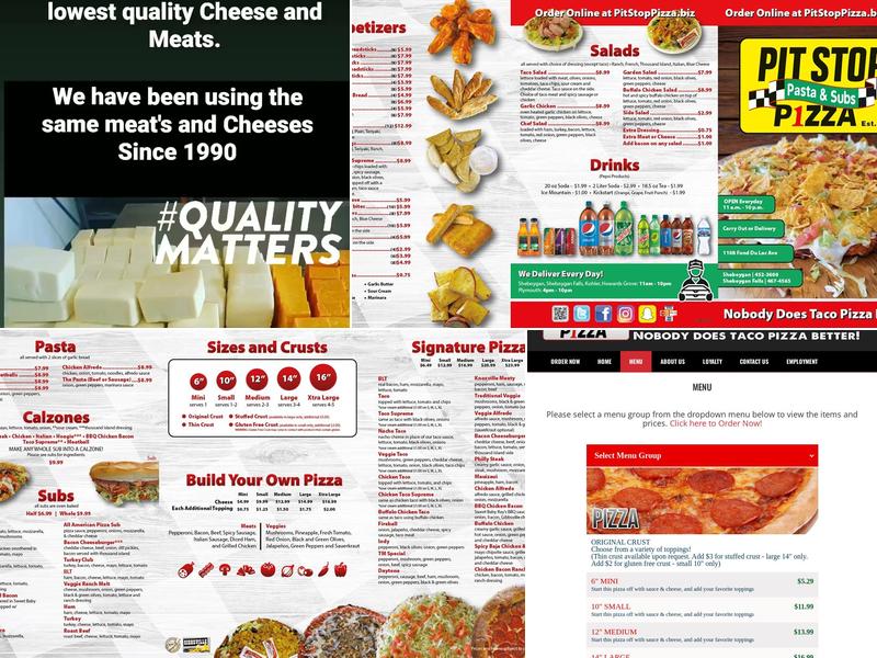 Pit Stop Pizza Menu